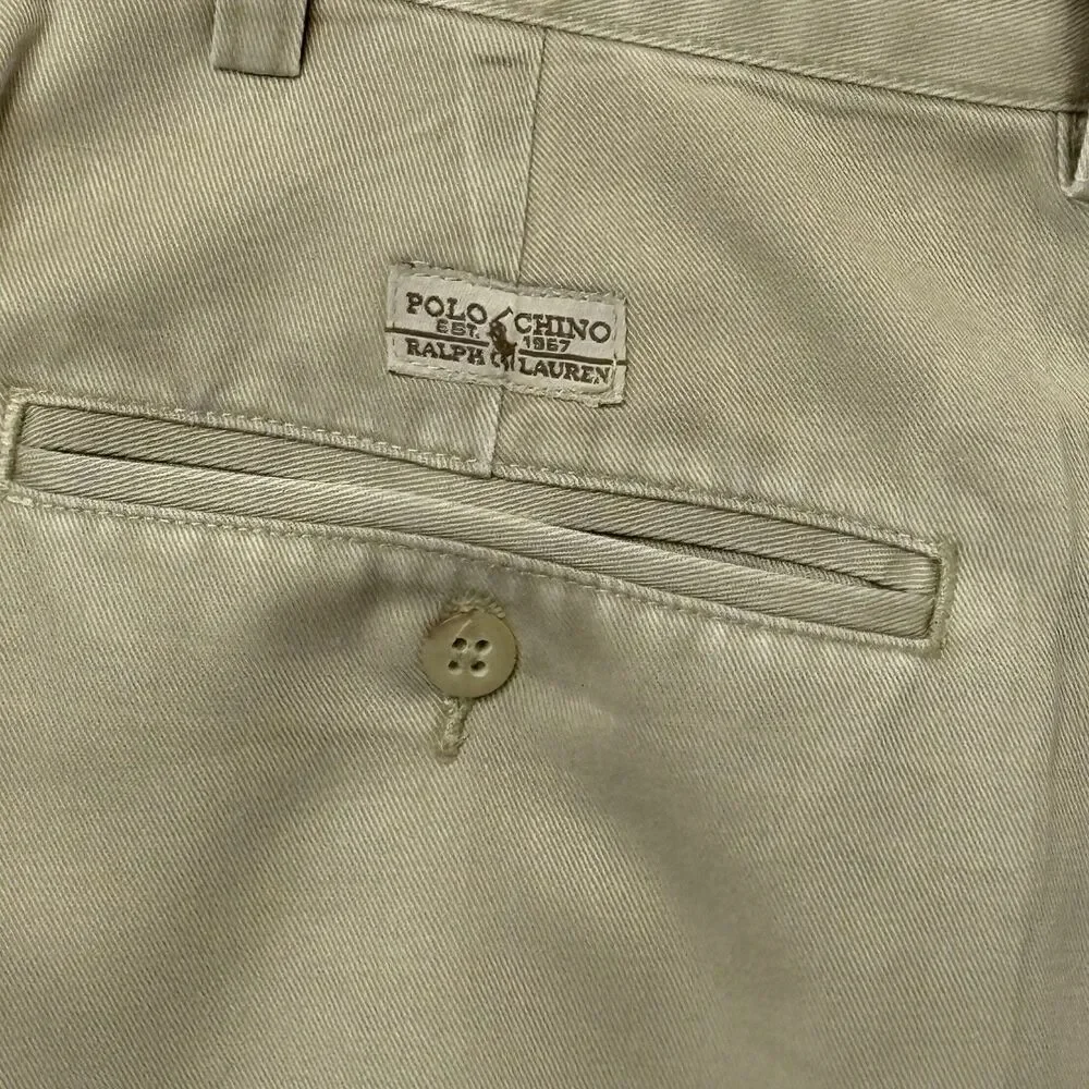 Polo Ralph Lauren Pants Mens 38x30 Beige Andrew Pleated Relaxed Classic Chino